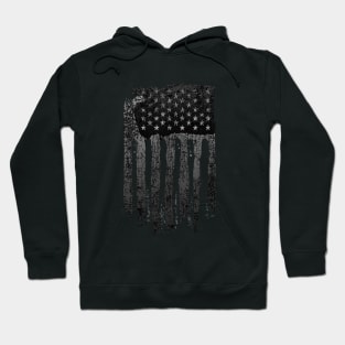 Black White American Flag Hoodie